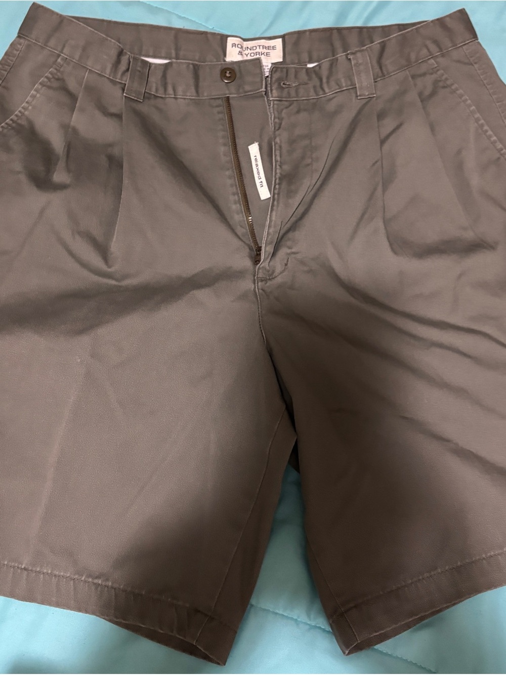 Roundtree & Yorke Men's Brown Pleated Shorts size 34 olive green